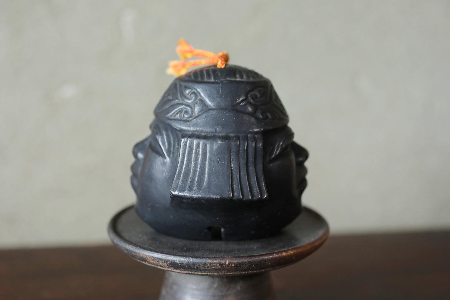 Japanese Pottery Bell - Ainu Ethnic Decor | Unglazed Ceramic Doll Ornament