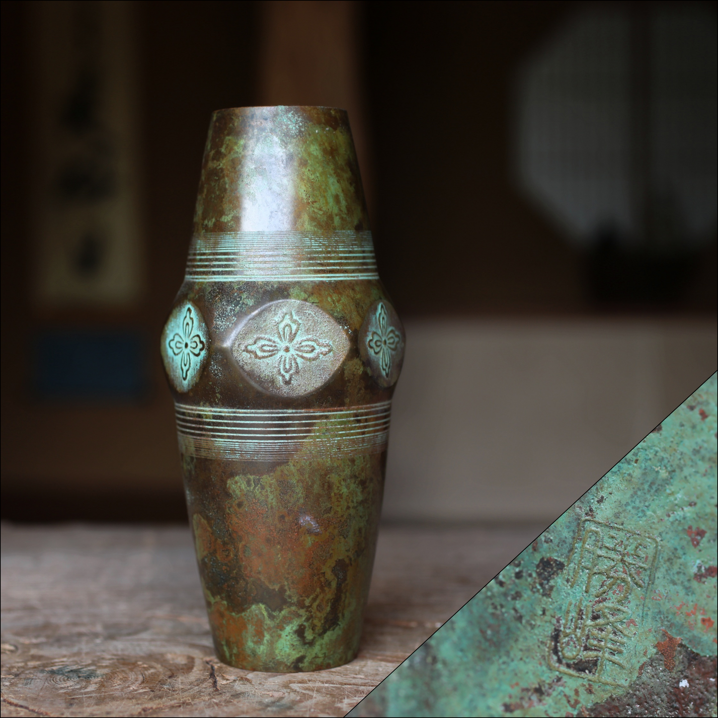 Japan vintage bronze vase ikebana