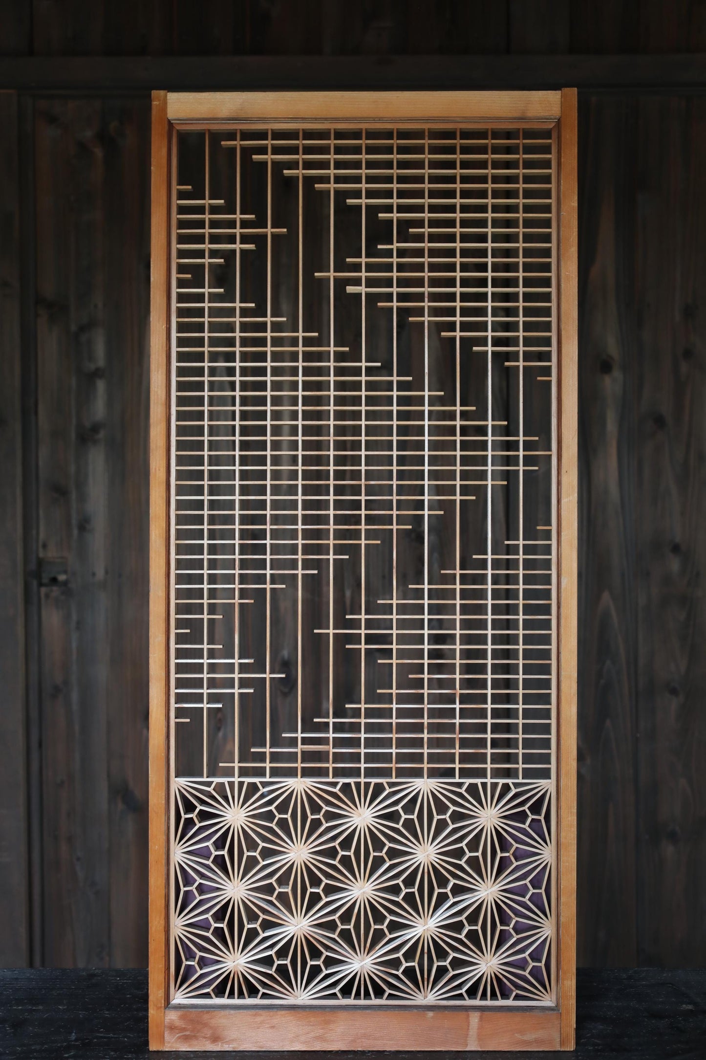 Vintage Japanese Shoji Screen – Kumiko Wood Panel | Japandi Wall Art, Handcrafted Geometric Frame