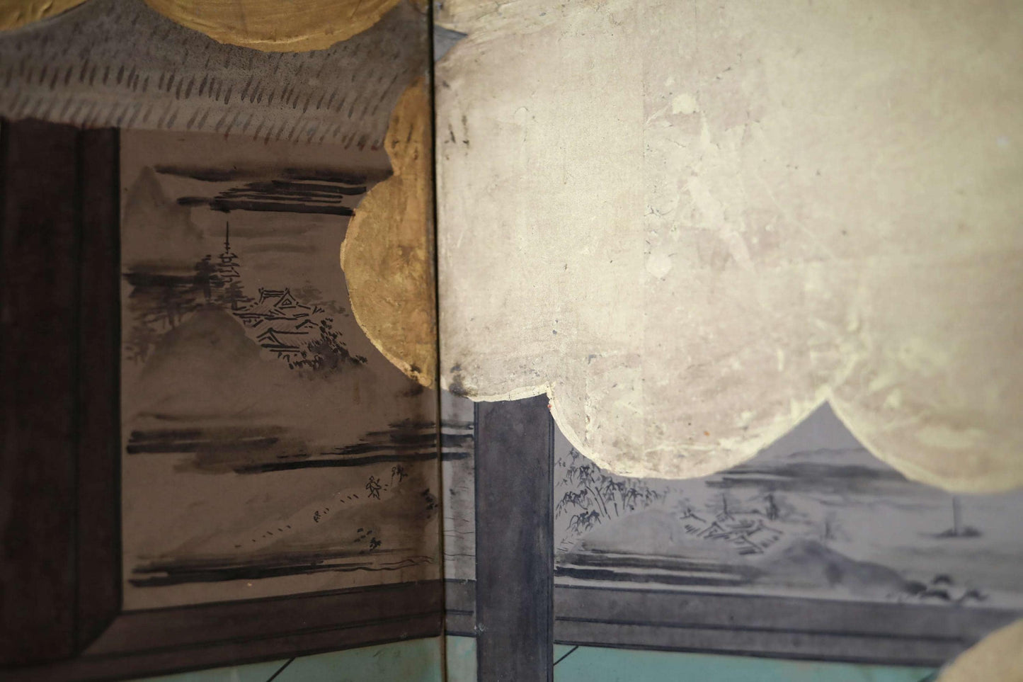 Antique Japanese Byobu - 1700s Tale of Genji Folding Screen Art with Gold Leaf