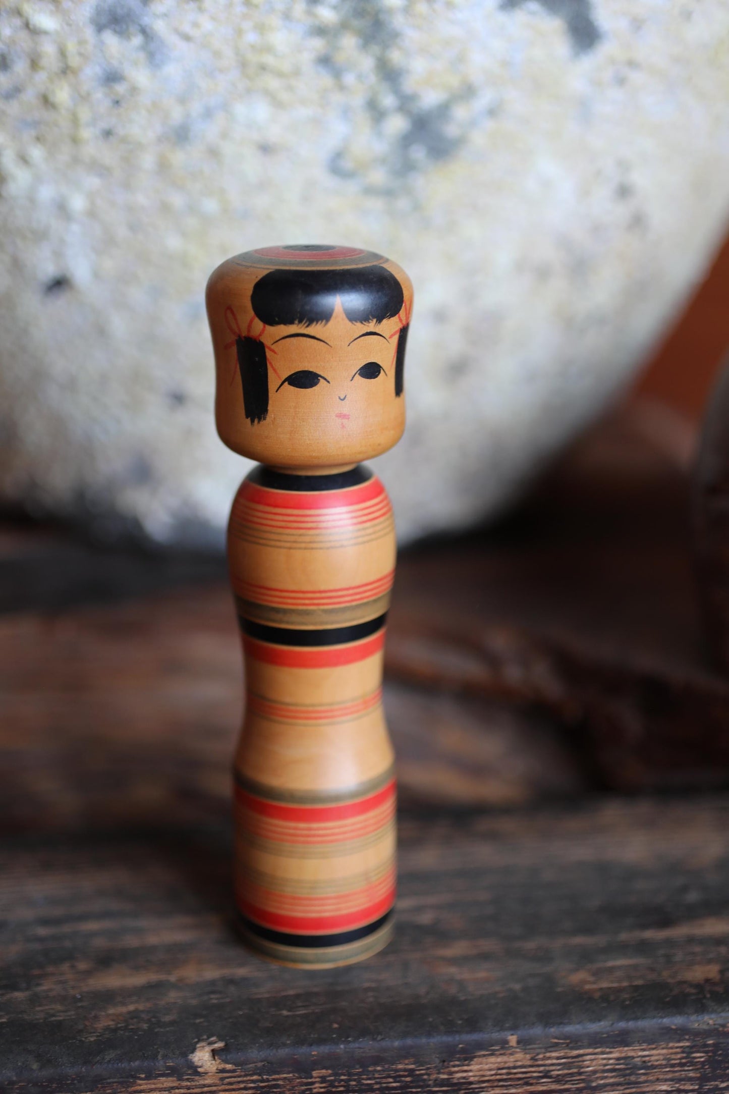 Japanese Vintage Wooden Doll – Traditional Kokeshi Figurine With Cute Tilted Head