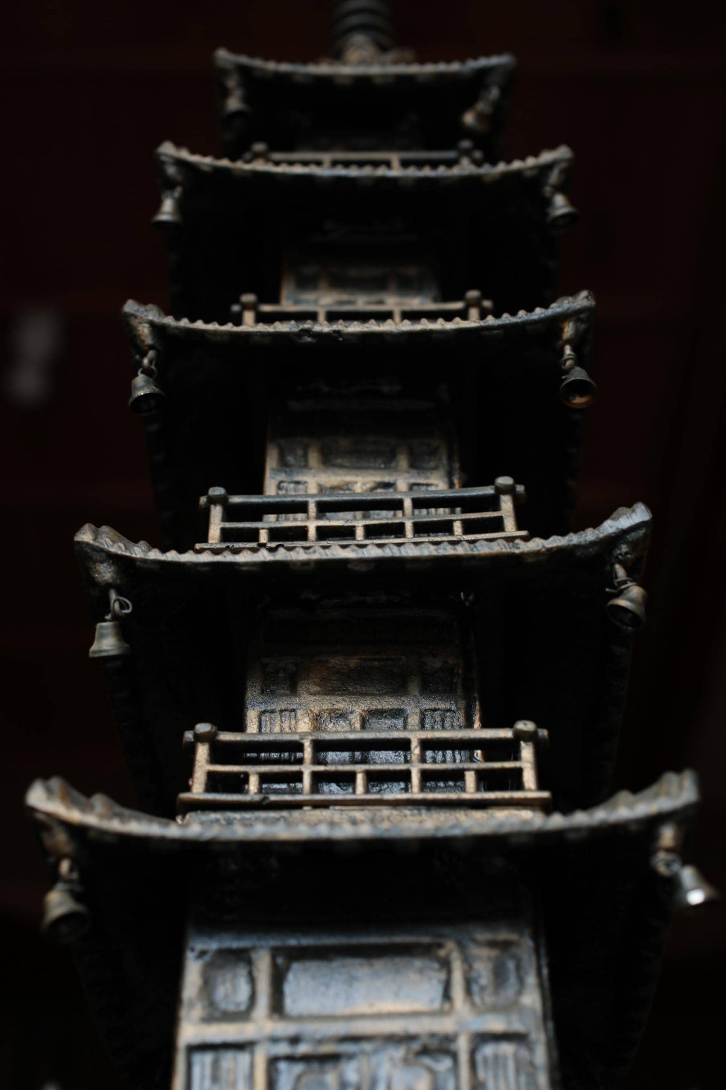 Large Cast Iron Pagoda - Five-Storied Japanese Garden Statue | Solid Iron Sculpture