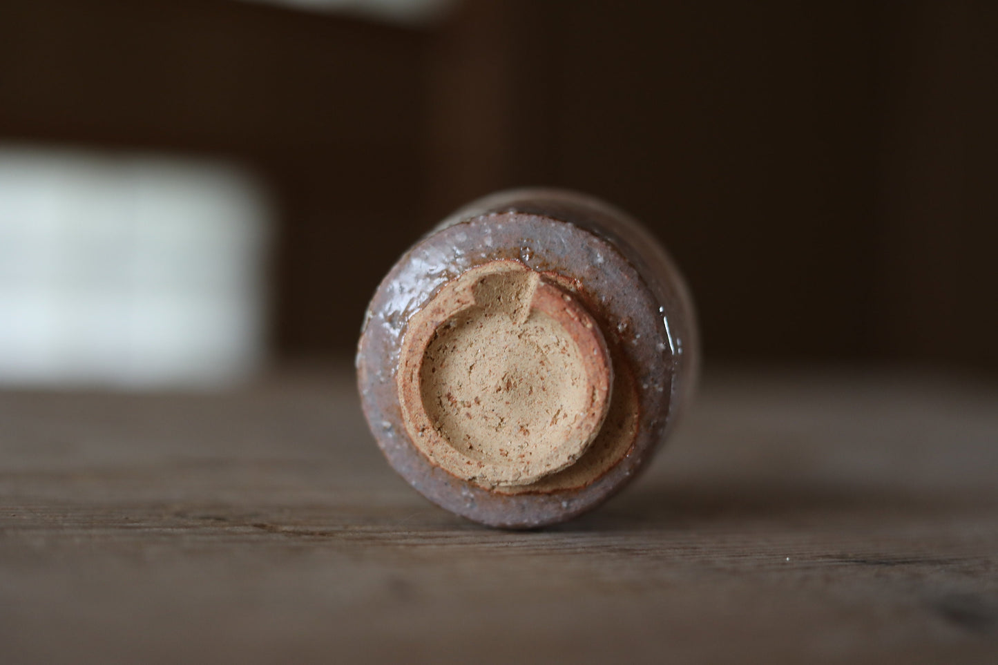 Vintage Hagi Sake Cup - Pale Orange Guinomi Ceramic in Wooden Box Gift