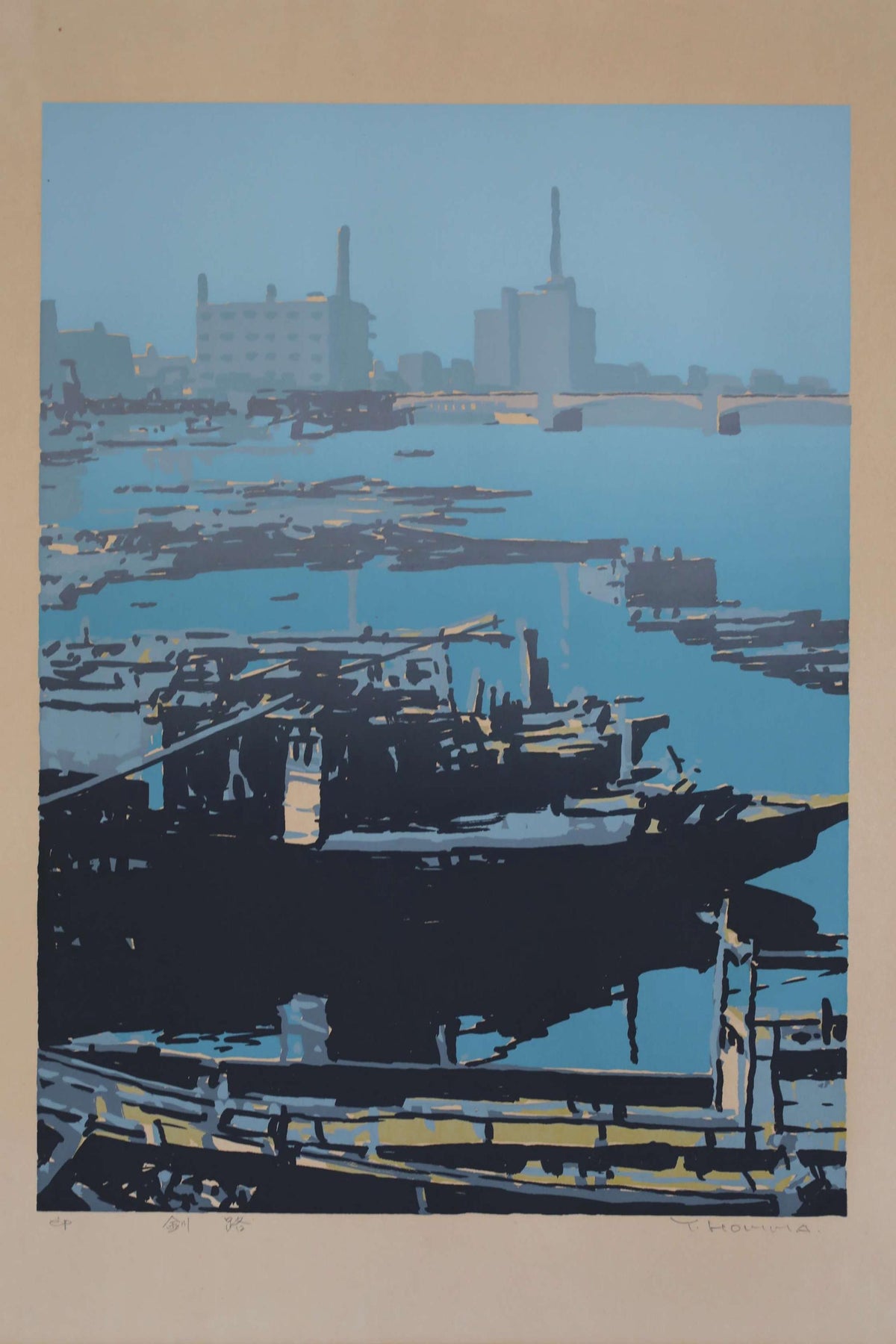 a serene harbor scene with boats and buildings in the background, creating a peaceful and tranquil atmosphere.