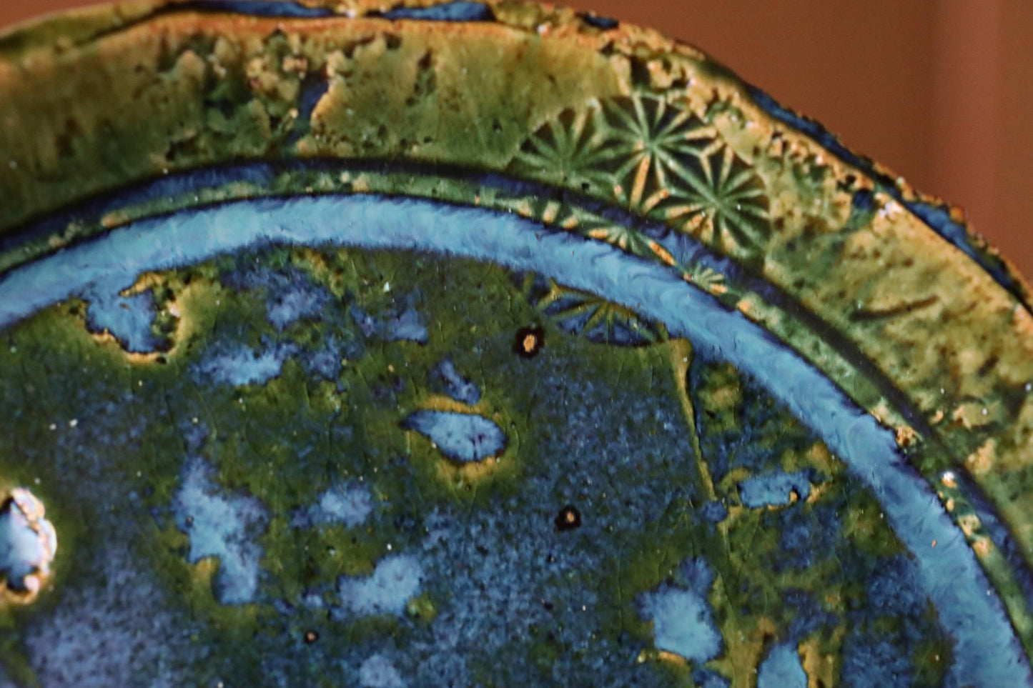 Oribe Ware Platter - Japanese Ceramic Green Rectangle Plate | Handmade Stoneware Dish