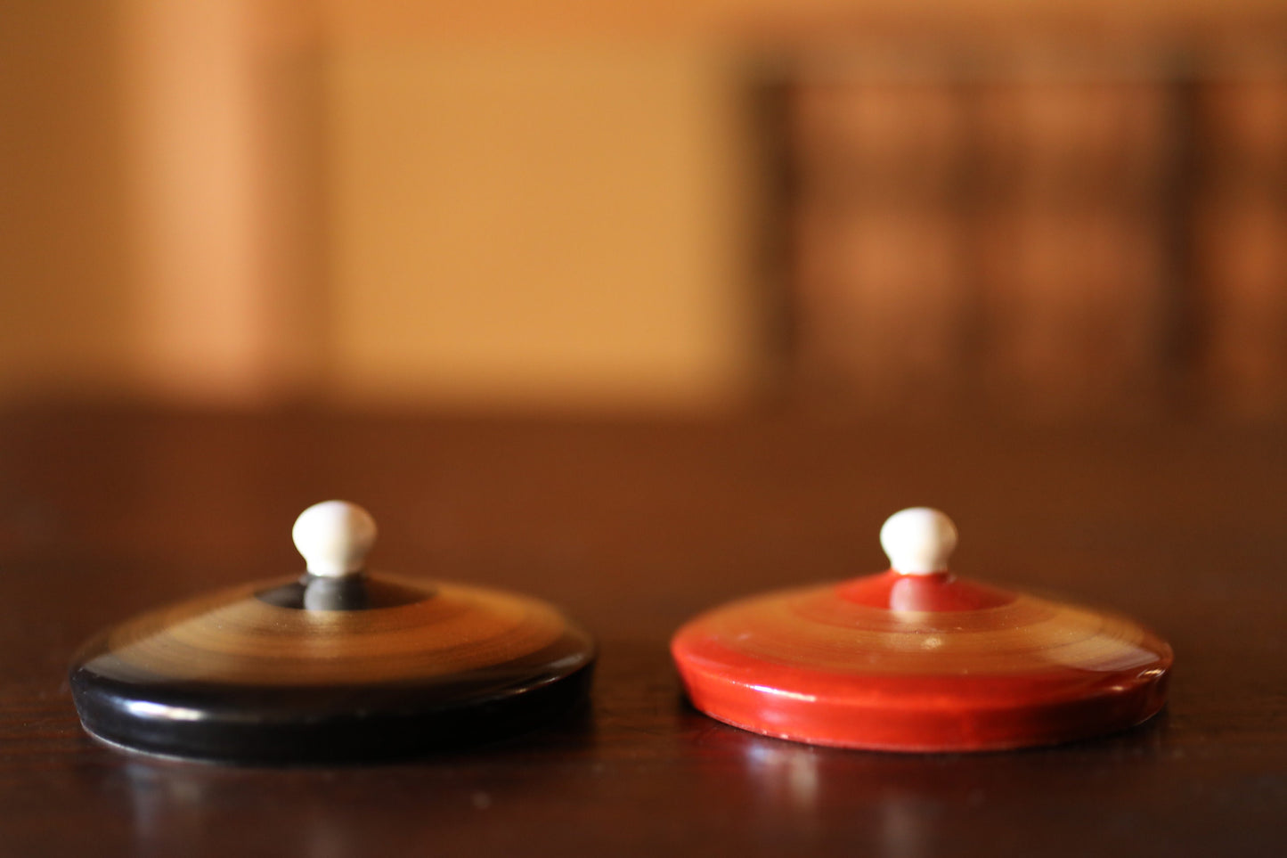 Kutani Porcelain Tea Cups - Black Red Gold Pair with Lids | Japanese Ceramic Gift