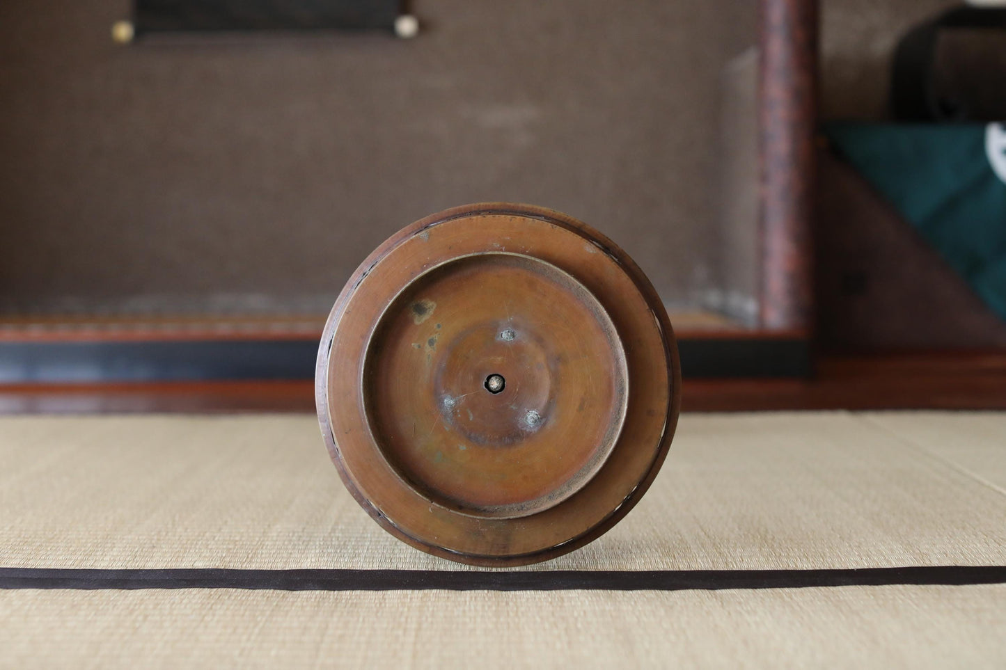 Japanese Antique Lantern - Bronze Candle Stand With Samurai Temple Design, 27.6in
