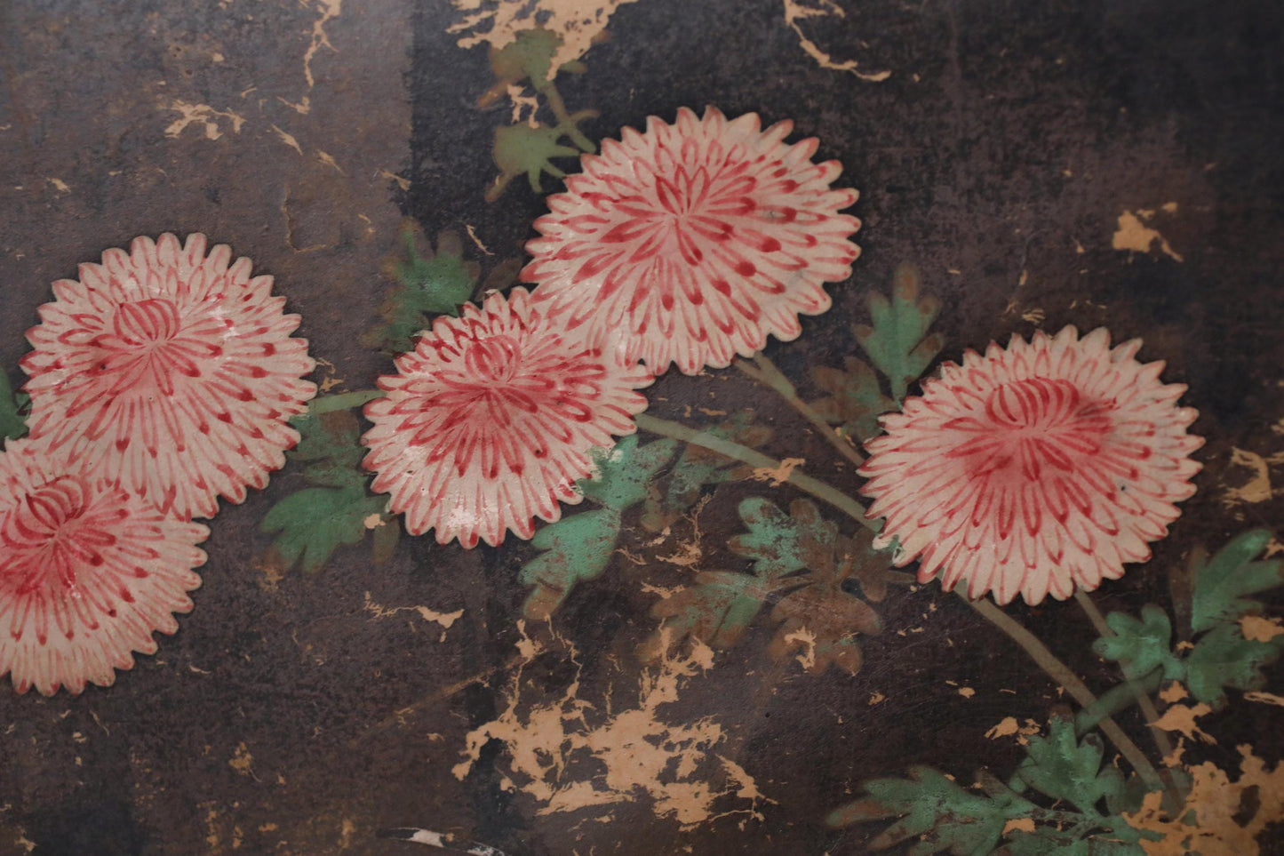 Japanese Antique Byobu Folding Screen - Tale of Genji Art, Gold & Silver Leaf, 17th Century Paravent
