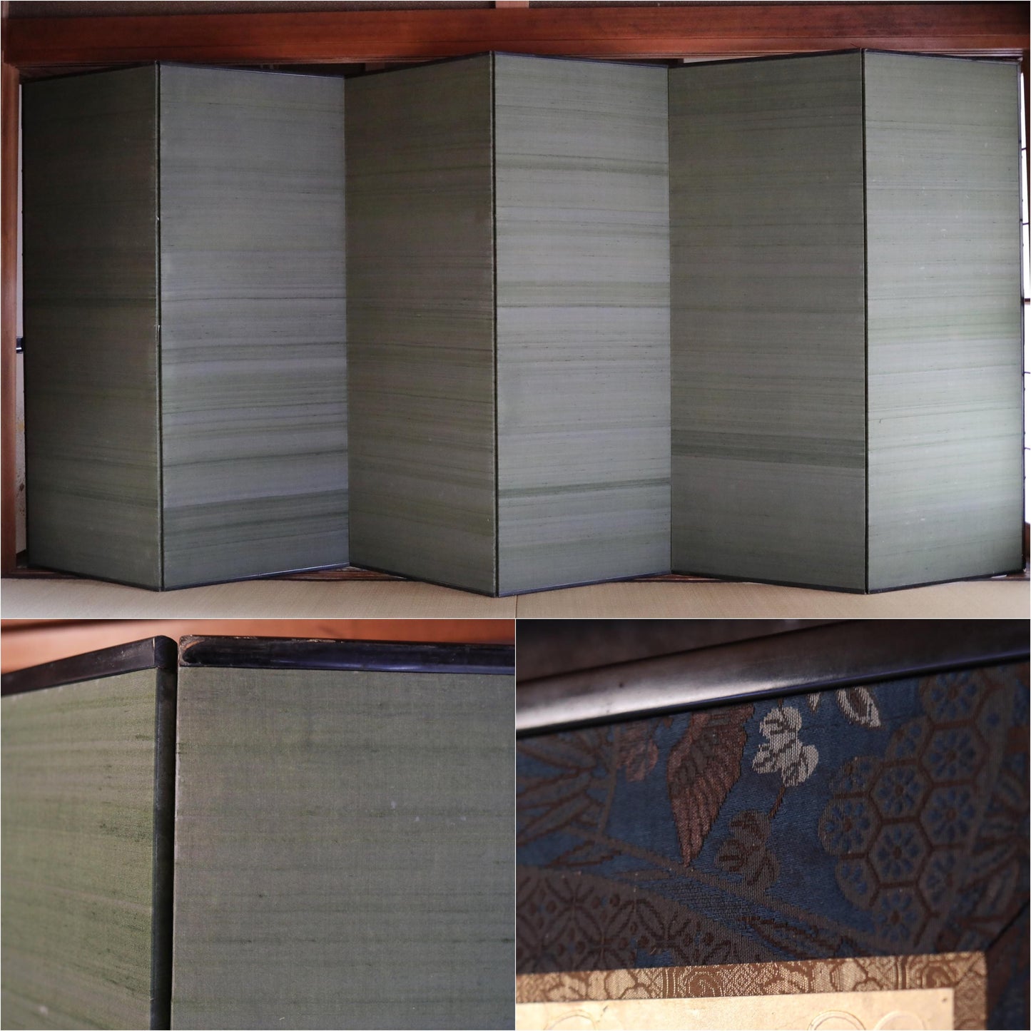 Japanese Antique Folding Screen - 1800s Gold Leaf Byobu with Luxury Cloud Painting