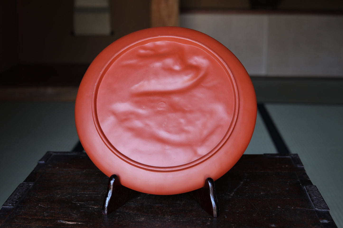 Tokoname Pottery Plate - Japanese Ceramic Art with Dragon Relief and Mt Fuji Decor