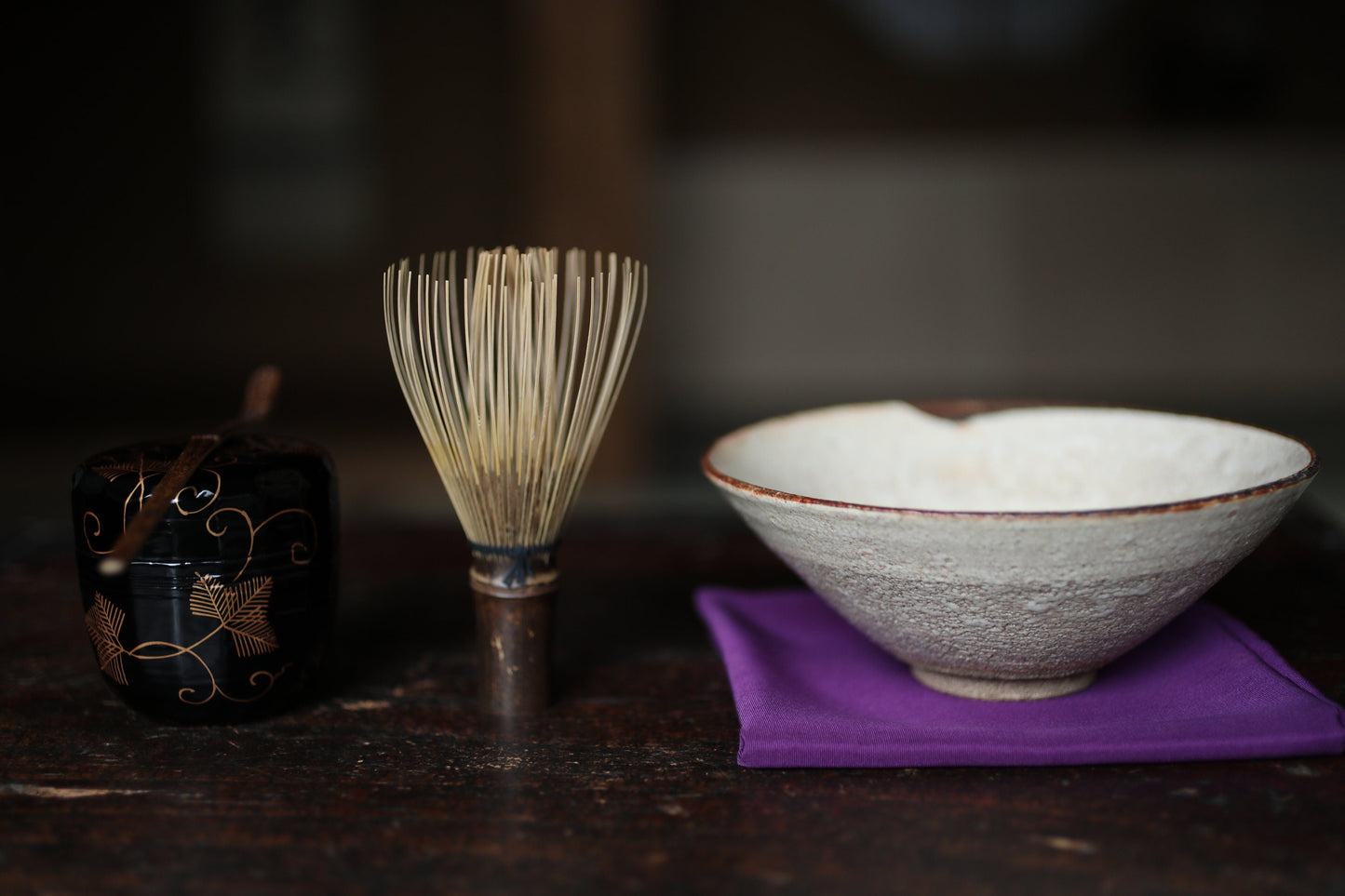 Seto Karatsu Tea Bowl - Vintage Matcha Cup With Whale Skin Pattern & Feldspar White Glaze