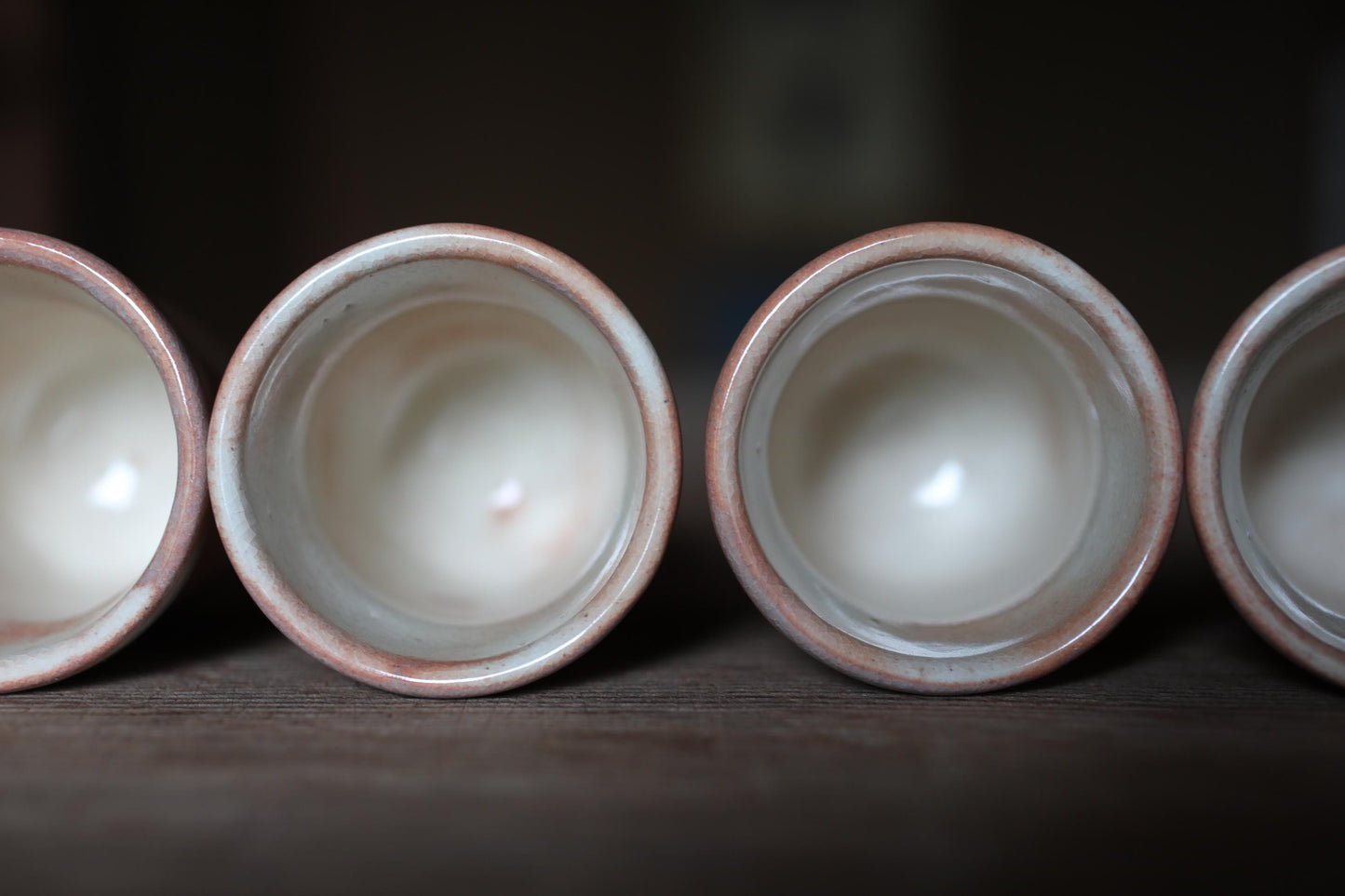 Vintage Hagi Ware Tea Cups Set of 5 - Japanese Ceramic Yunomi With Signed Wooden Box