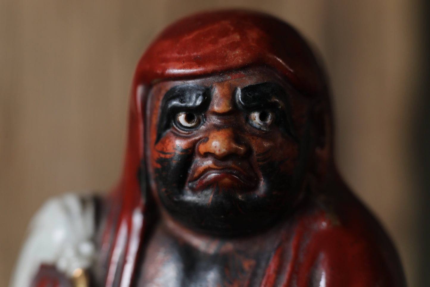 Daruma Ceramic Statue – Vintage Japanese Pottery Zen Master Sculpture H6.9in