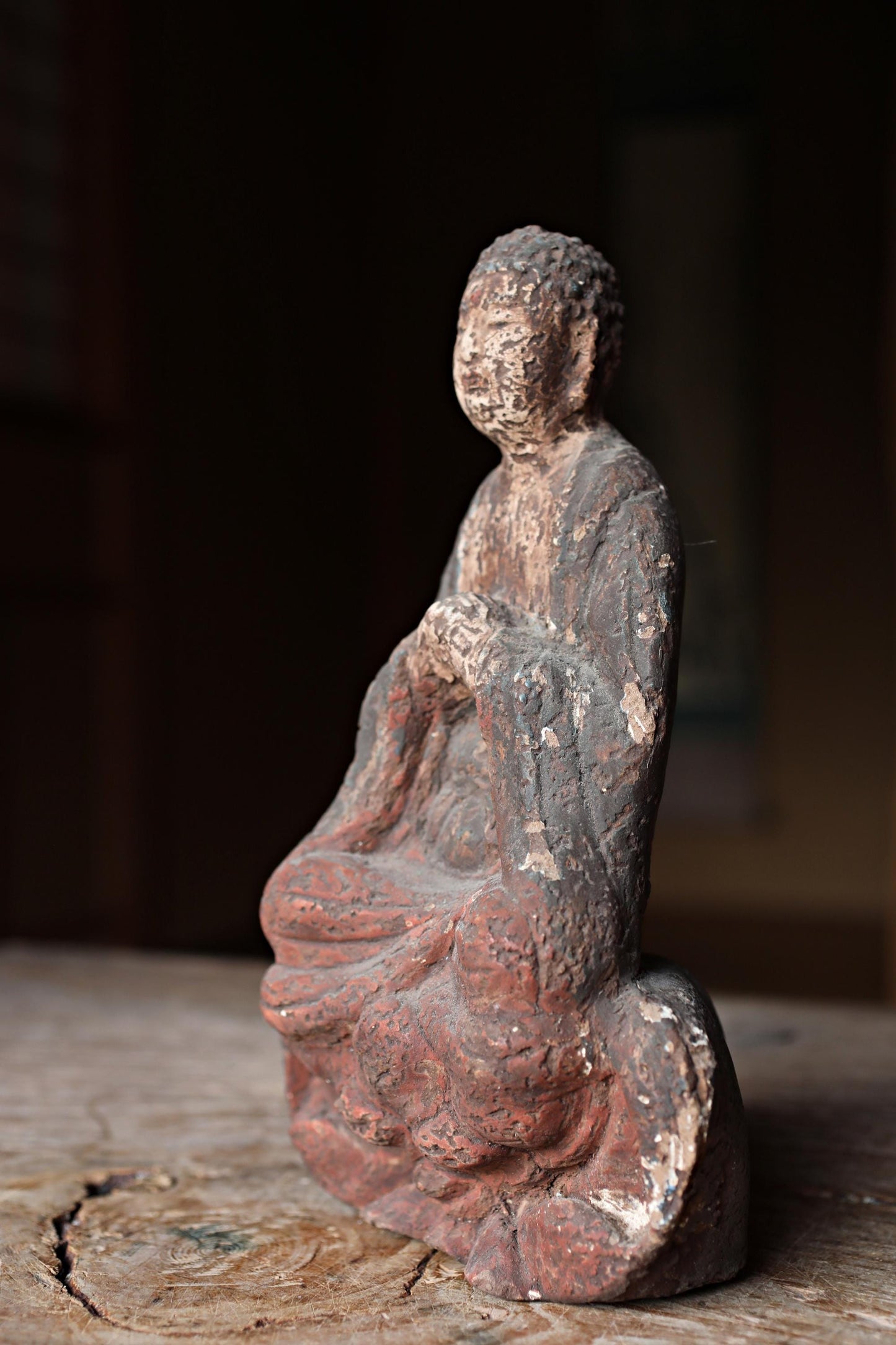 Antique Japanese Buddha - Wooden Amitabha Statue | 1700s Edo Period Sculpture