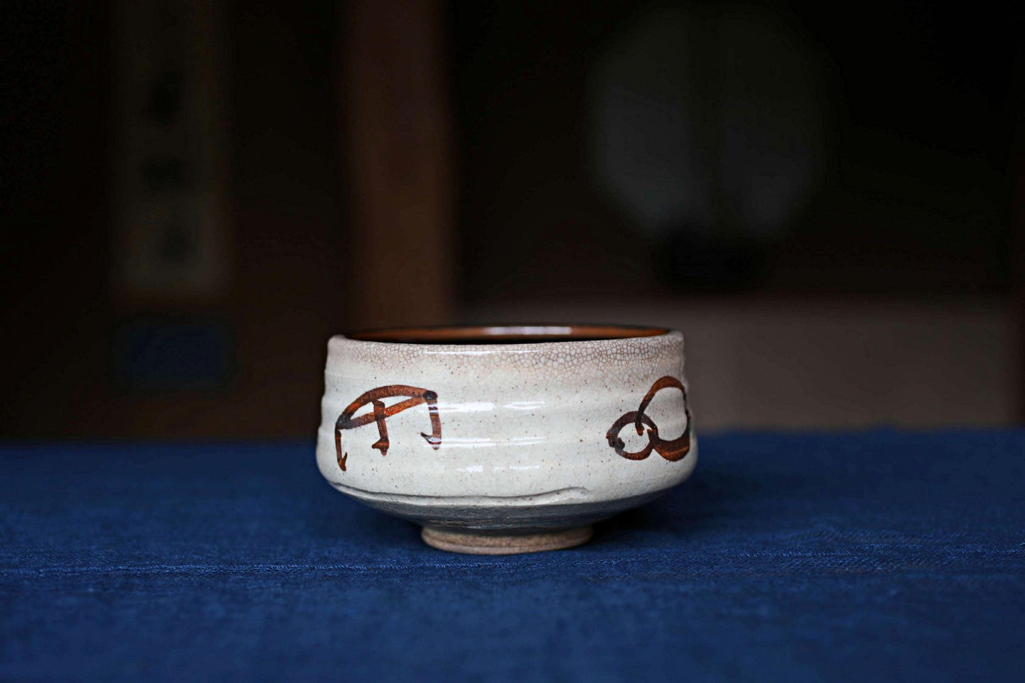 Antique Oribe Tea Bowl - Japanese Handmade Ceramic Bowl | Signed Chawan