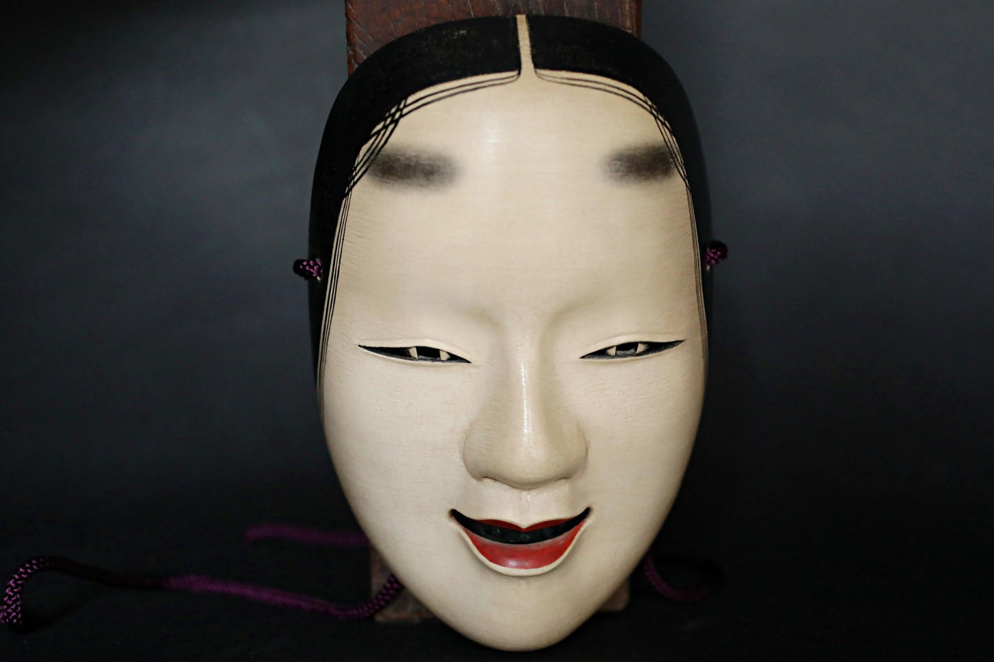 Japanese Noh Mask - Vintage Wood Carving Female Celestial Maiden Wall Ornament