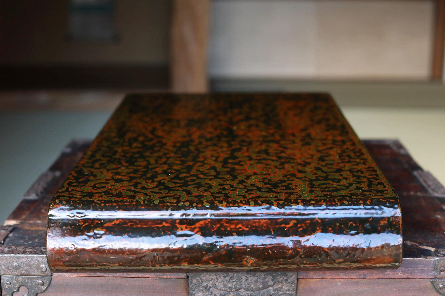 Tsugaru Lacquer Tray Stand – Antique Japanese Lacquerware Display With Mother-Of-Pearl Inlay