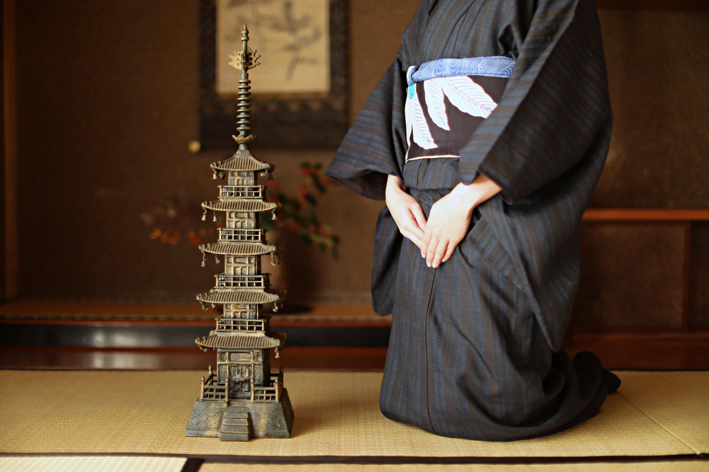 Large Cast Iron Pagoda - Five-Storied Japanese Garden Statue | Solid Iron Sculpture