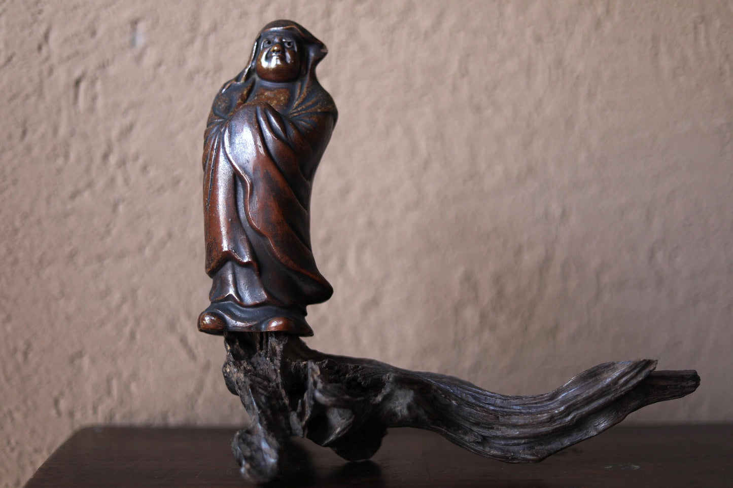 Bizen Daruma Statue - Vintage Japanese Pottery Zen Monk Ceramic Sculpture 1950s