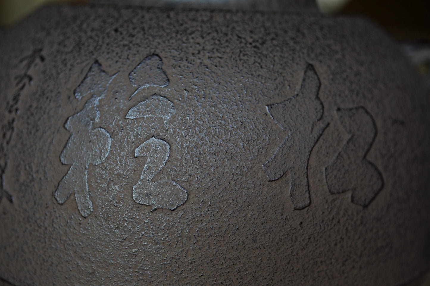 a close-up view of a textured surface with a dark, textured pattern. There are no discernible objects or actions depicted in the image.