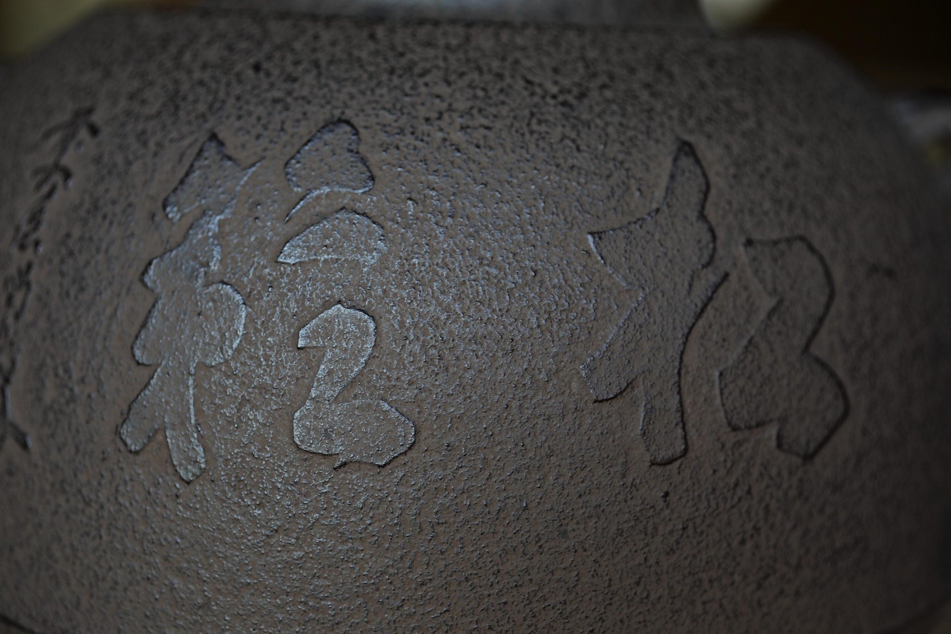 a close-up view of a textured surface with a dark, textured pattern. There are no discernible objects or actions depicted in the image.