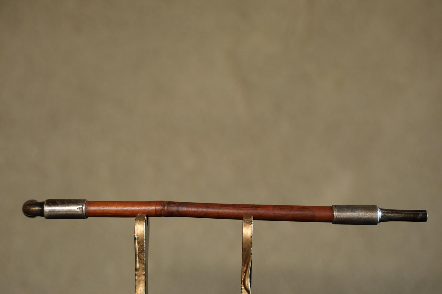 Antique Silver Smoking Pipe | Japanese Vintage Sterling Silver Pipe With Bamboo & Leather Case