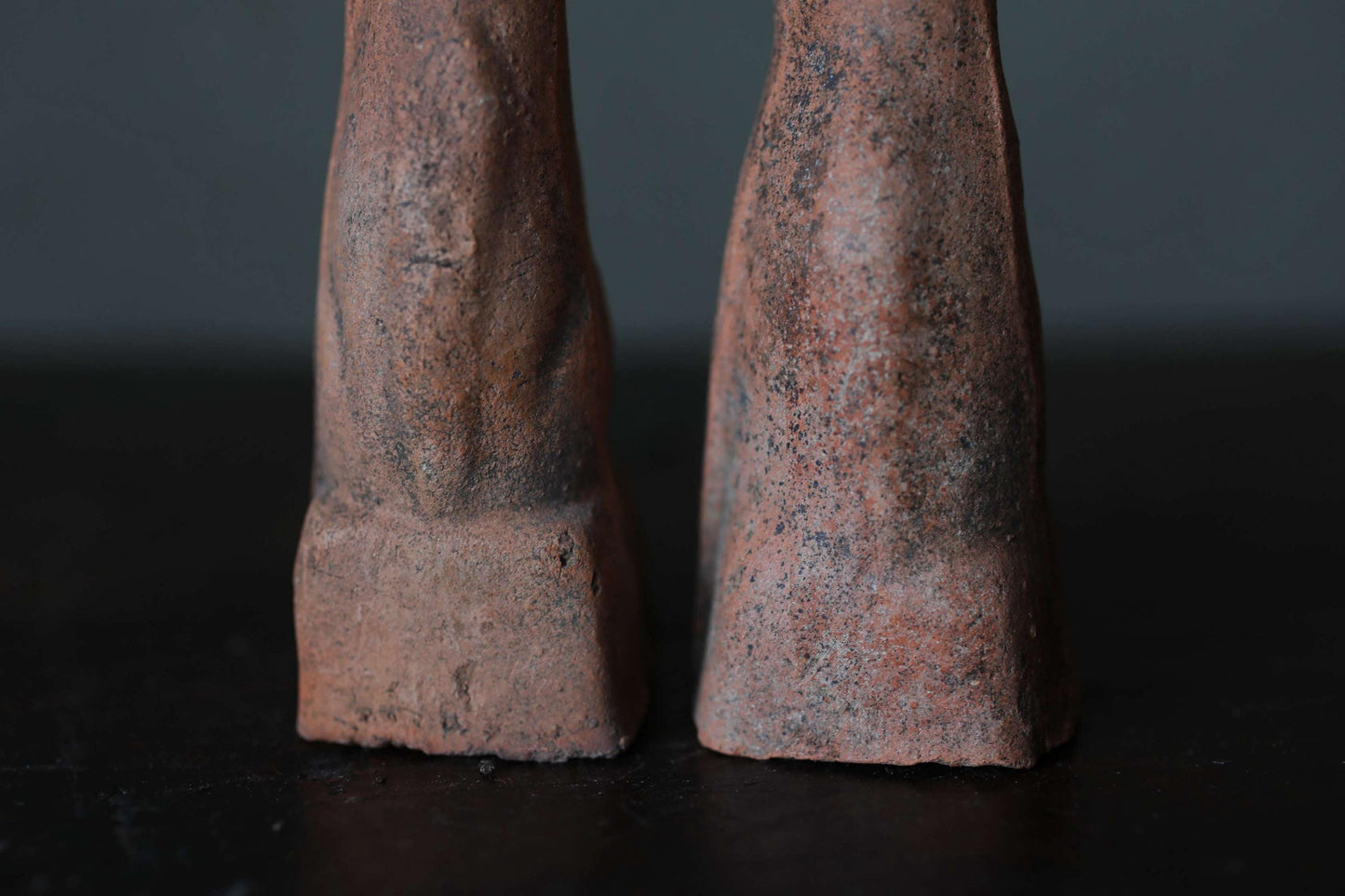 Japanese Antiques KITSUNE Dolls, Imado-yaki Pottery Pair (H3.7in)