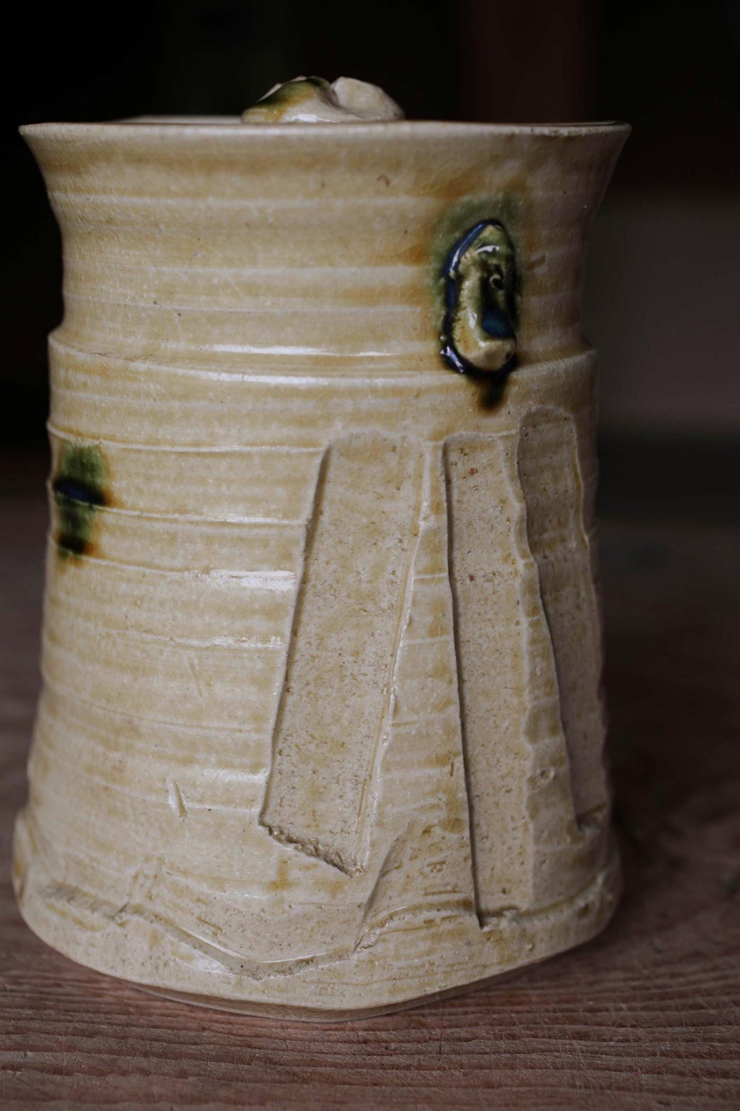 Vintage Mizusashi Jar - Signed Ceramic Ki-Seto Pottery | Japanese Tea Vessel