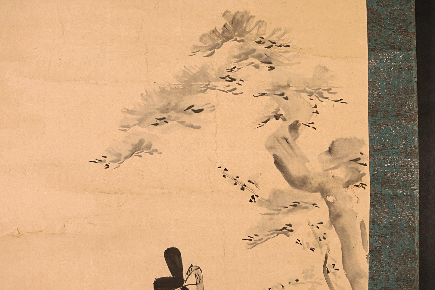 Japanese Shogun Scroll - Antique Hanging Scroll, Signed Ink Watercolor Painting