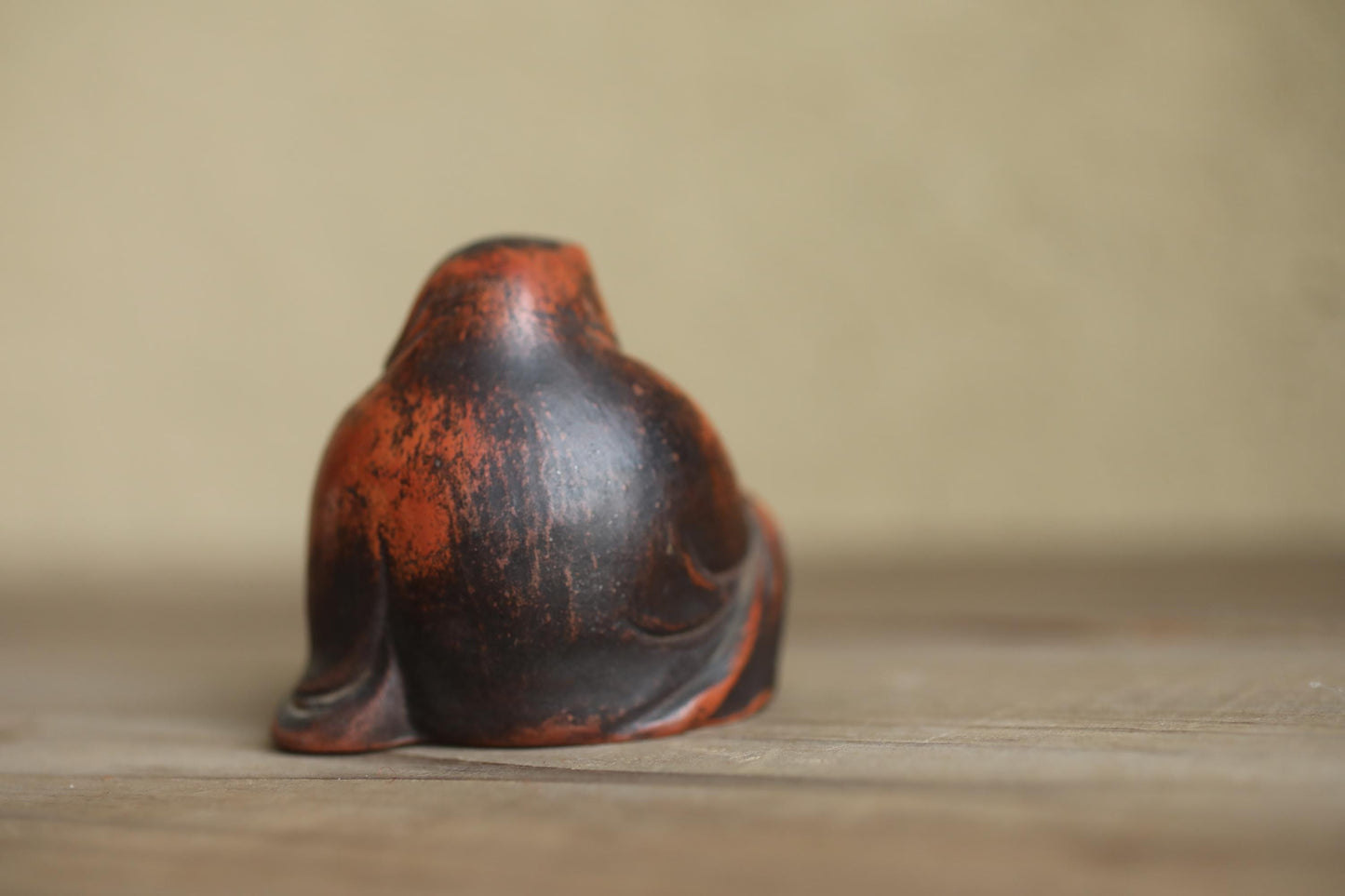 Japanese Daruma Statue - Antique Bizen Ware Pottery Zen Monk Figurine Gift
