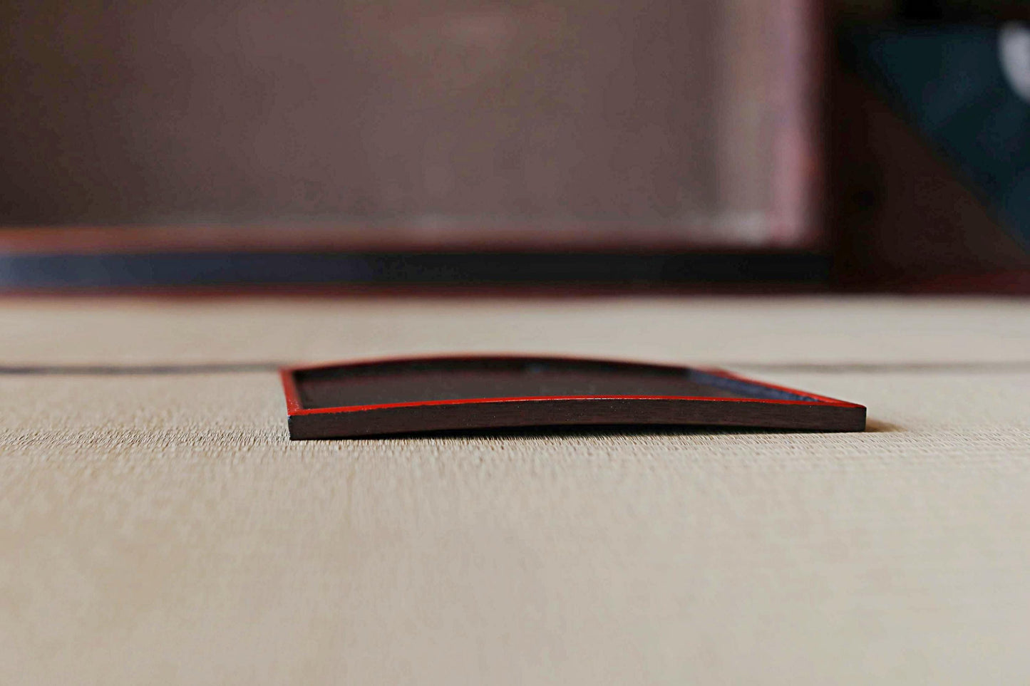 Japanese Lacquer Trays - Set of 5 Antique Wooden Trays with Black Obon Box