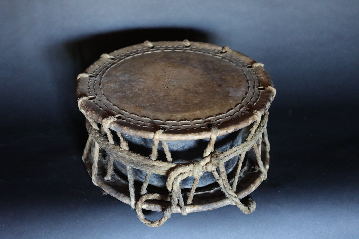 Antique Japanese Drum - Edo Period Drum With Wooden Drumstick Set, 1800s Vintage