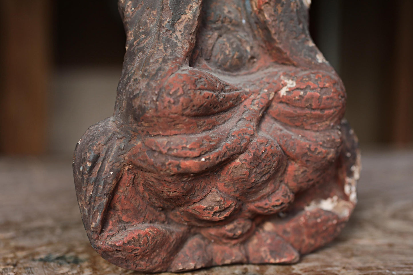 Antique Japanese Buddha - Wooden Amitabha Statue | 1700s Edo Period Sculpture