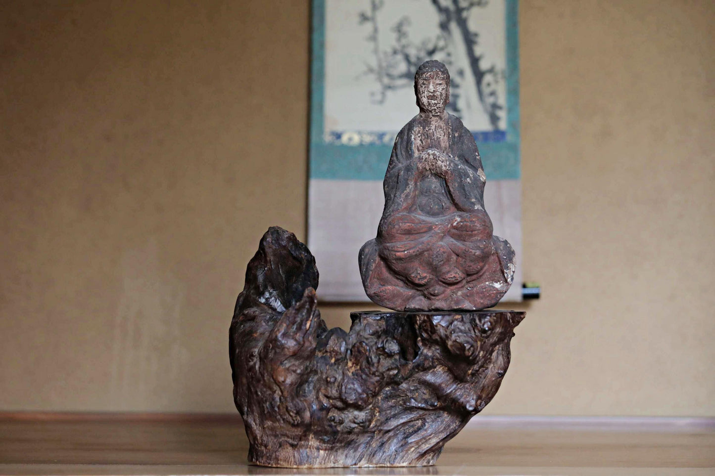 Antique Japanese Buddha - Wooden Amitabha Statue | 1700s Edo Period Sculpture