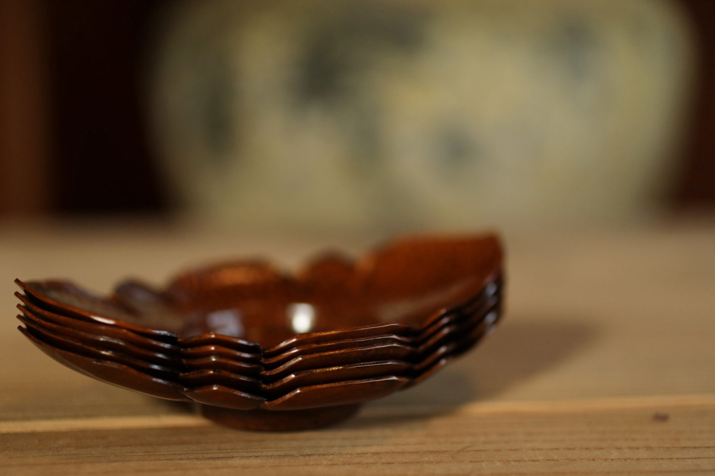 Japanese Tea Coasters - Hand Hammered Copper Coasters Set with Flower Design