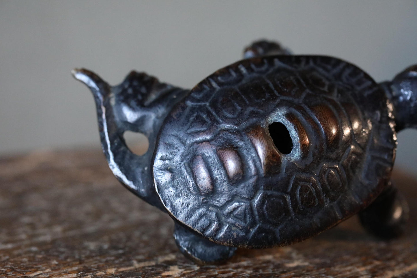 Japanese Bronze Water Dropper - Vintage Turtle Ornament | Kanji Calligraphy Tool