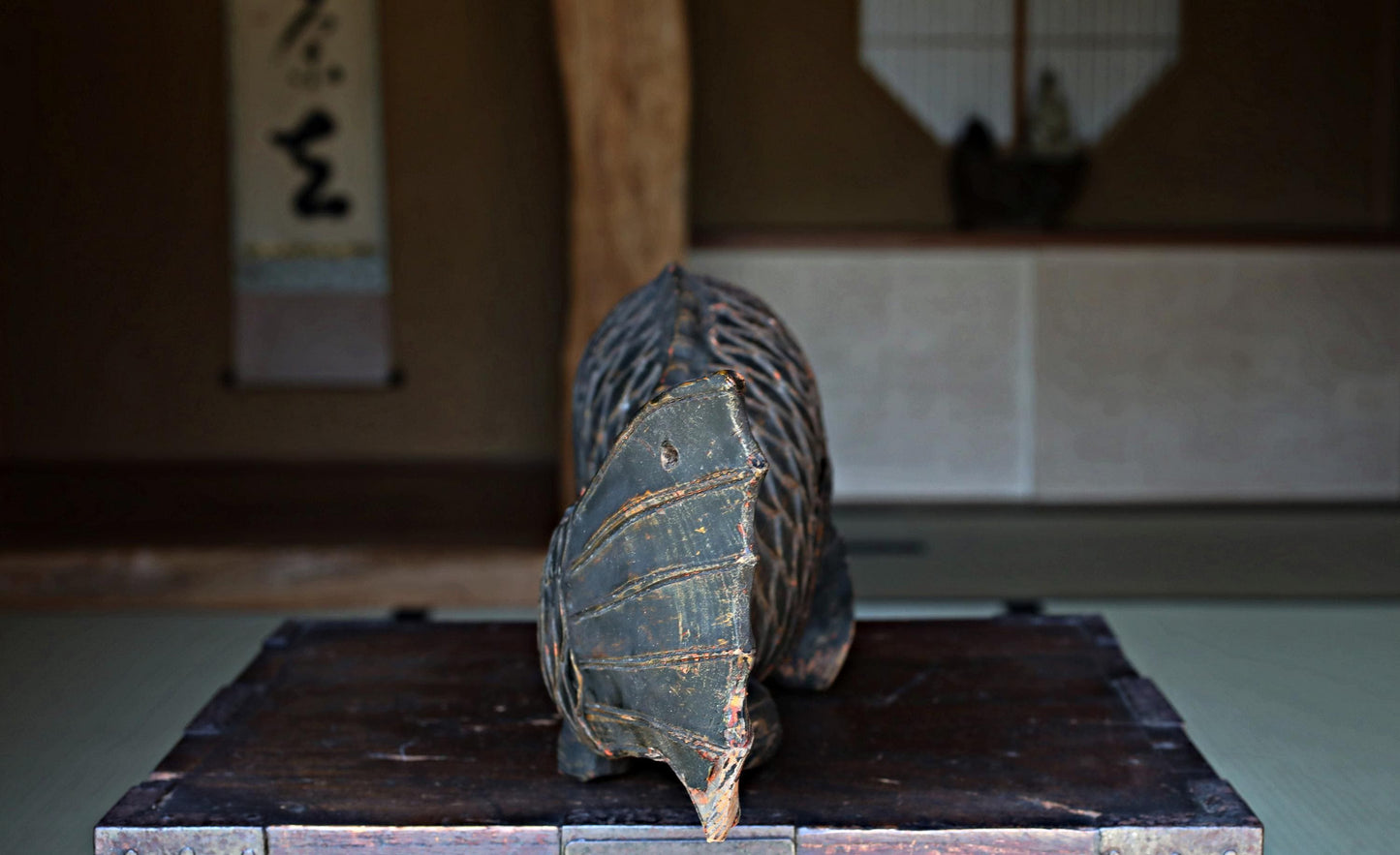 Large Wooden Fish - Japanese Antique Mingei Irori Hearth Hook Sculpture 4kg
