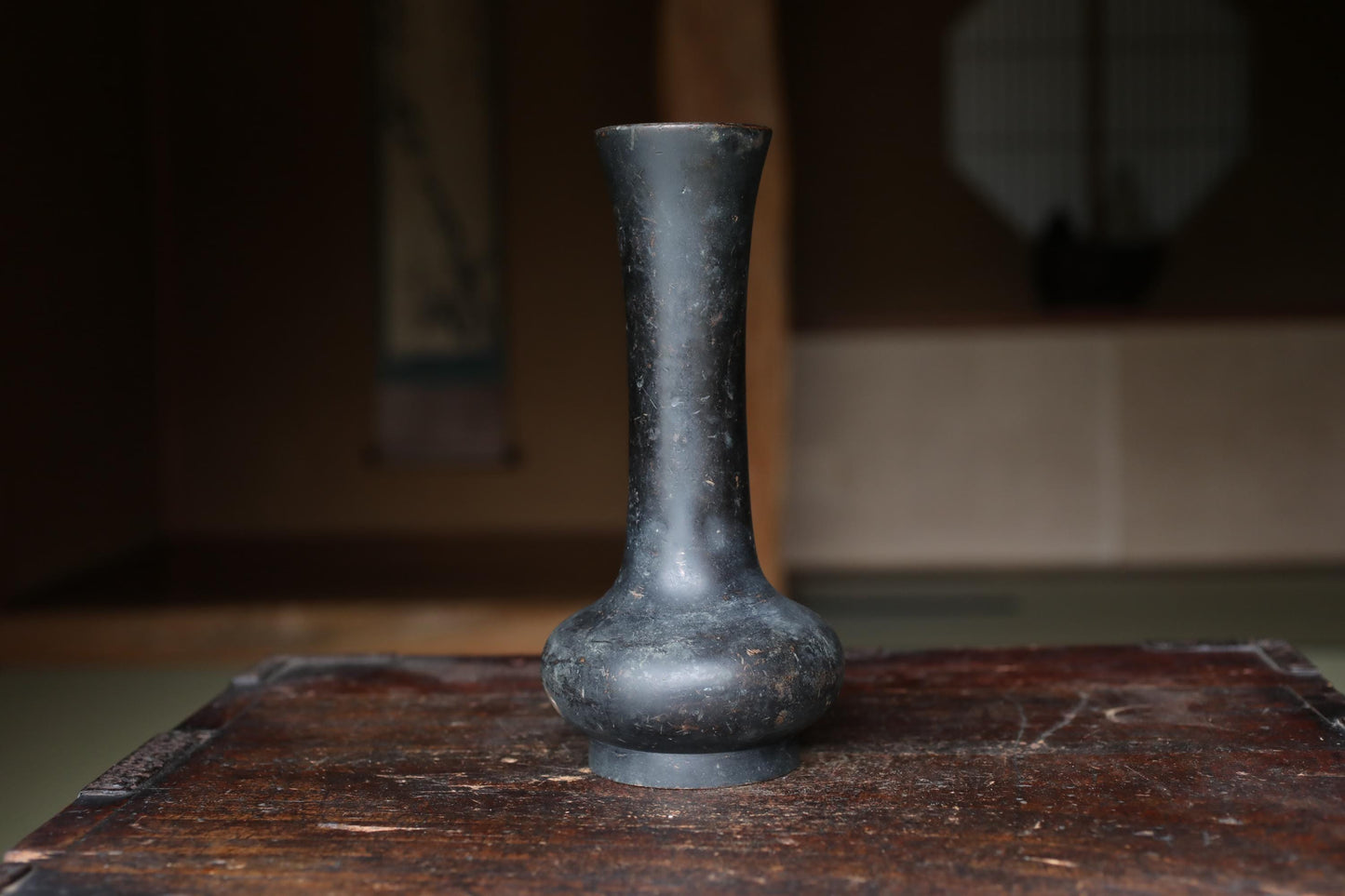 Japanese Bronze Vase - Antique Bronze Flower Vase with Stable Base for Ikebana