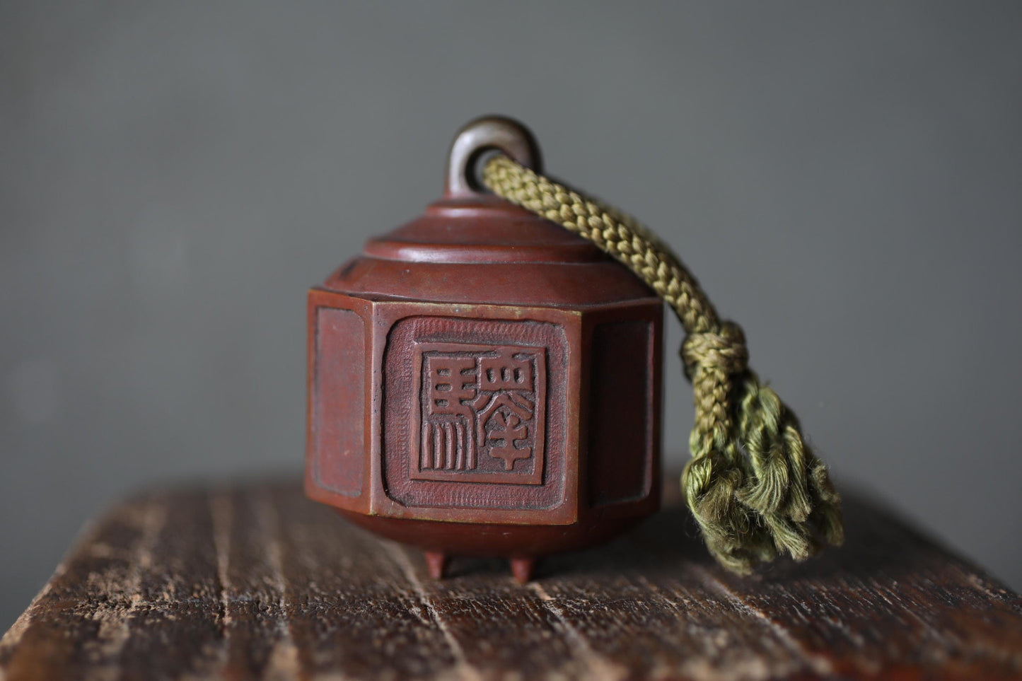 Japanese Bronze Bell Vintage Paperweight – Solid Bronze Kanji Art Desk Accessory