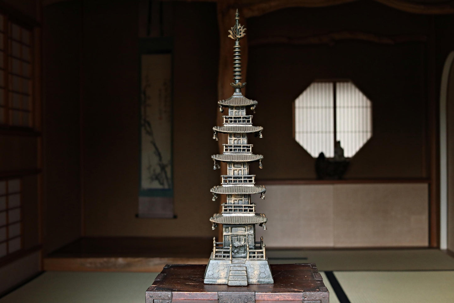 Large Cast Iron Pagoda - Five-Storied Japanese Garden Statue | Solid Iron Sculpture