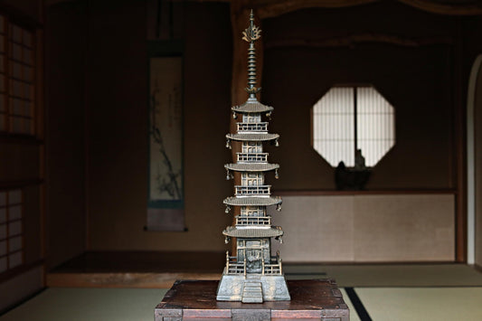 Large Cast Iron Pagoda - Five-Storied Japanese Garden Statue | Solid Iron Sculpture