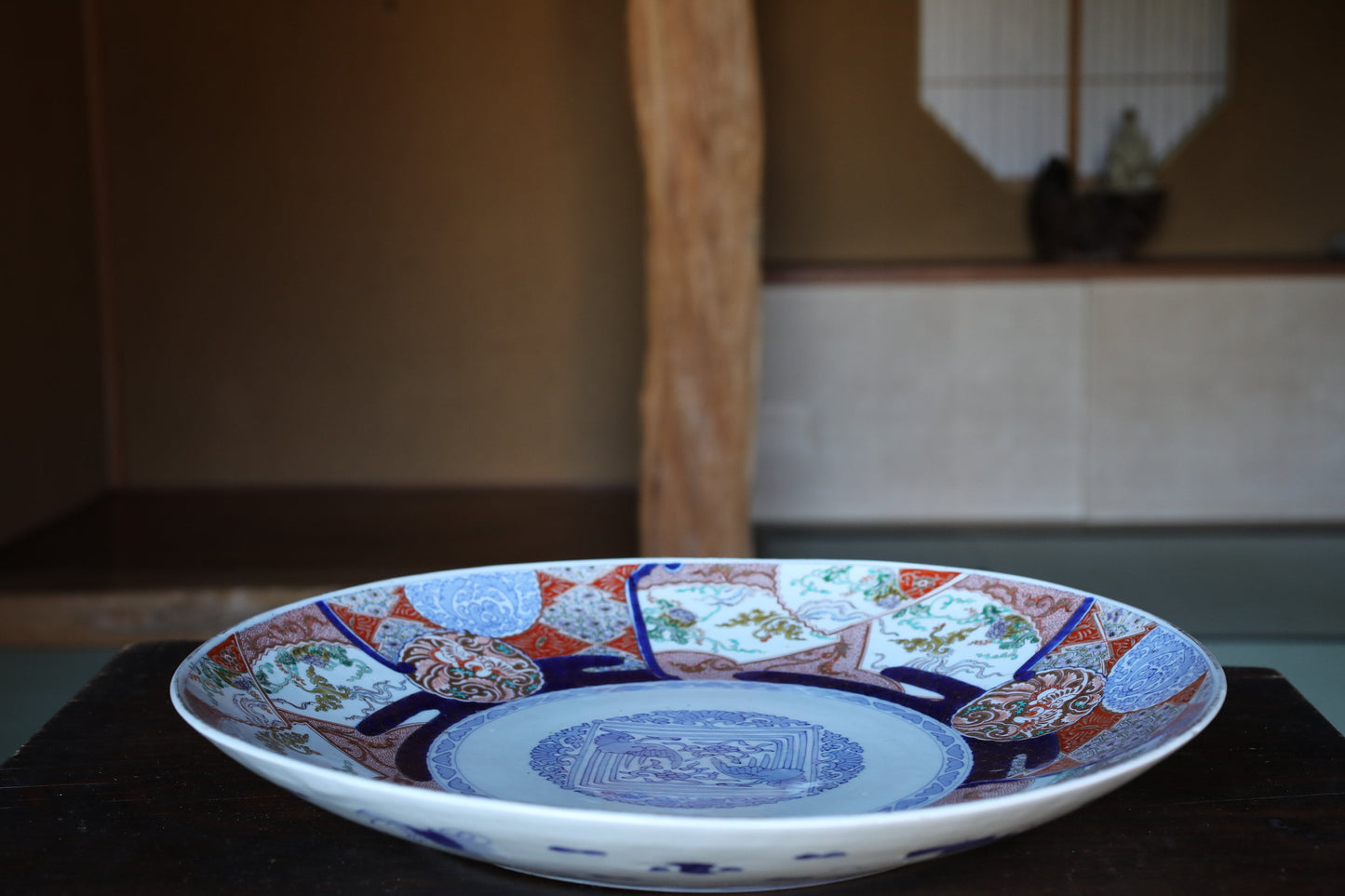 Antique Imari Platter – Large 18in Japanese Porcelain Plate with Phoenix Bird & Flower Design