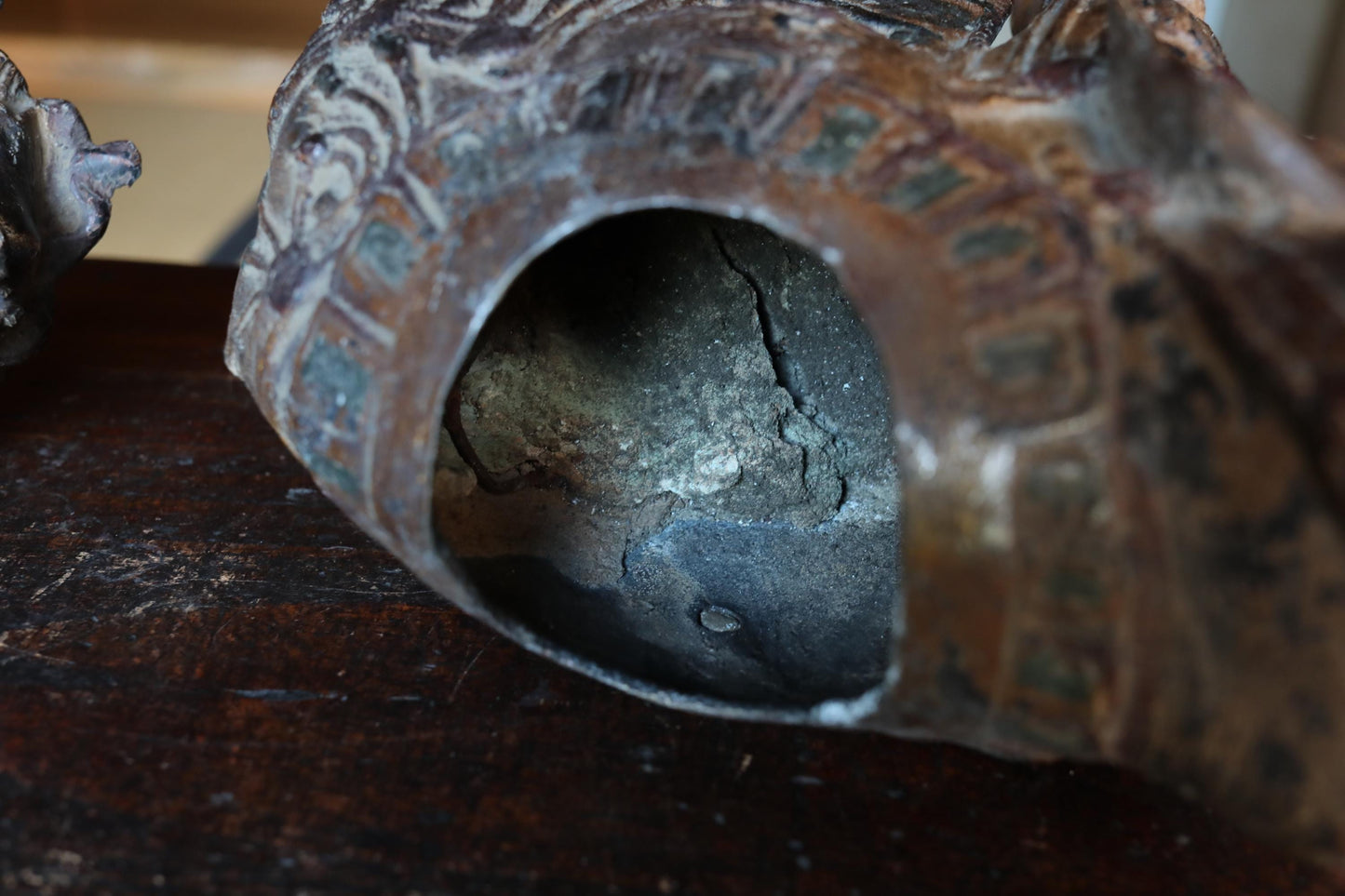 Antique Bronze Censer - Large Japanese Temple Incense Burner | Samantabhadra Statue