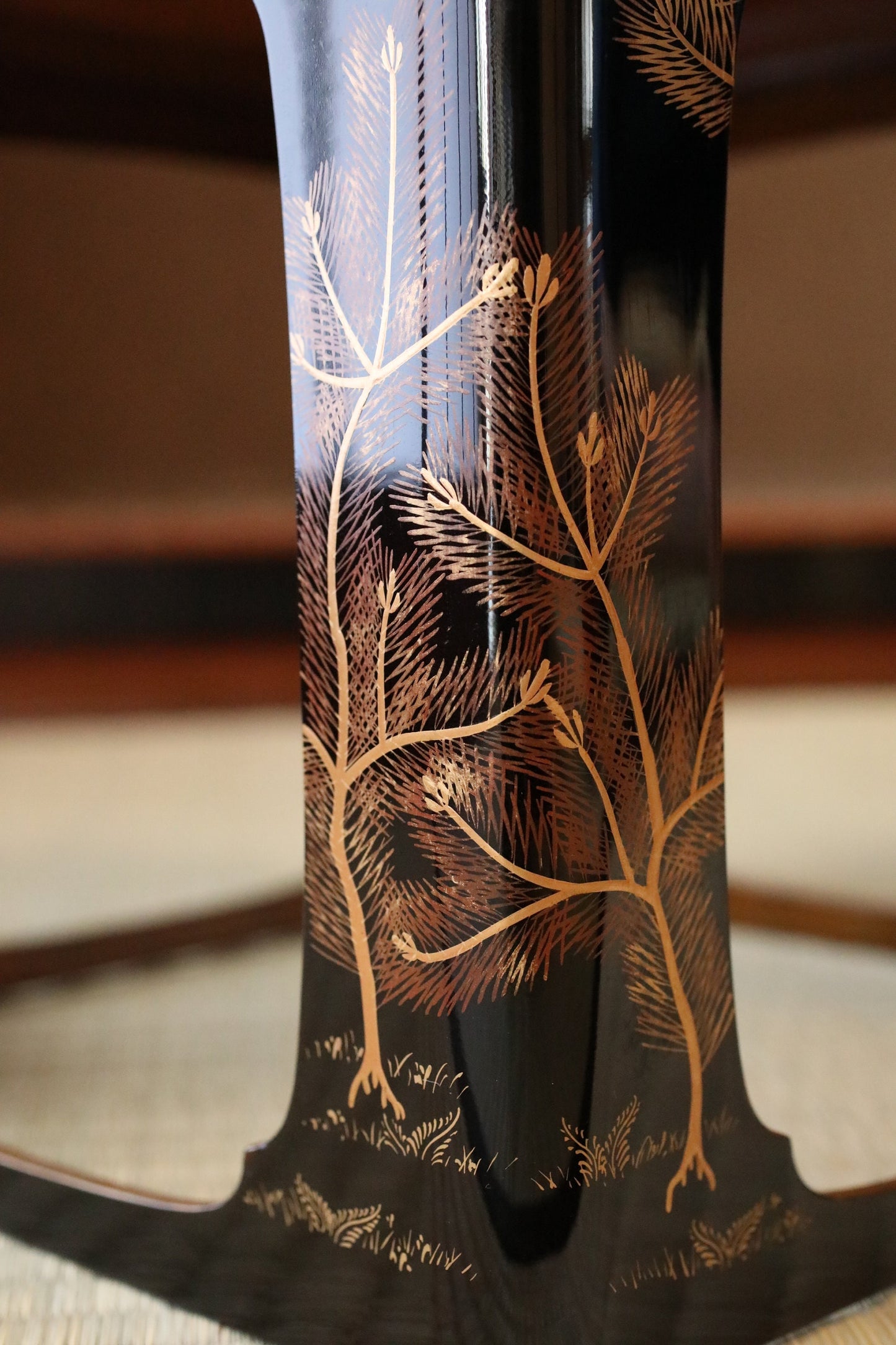 Antique Lacquer Sake Cups - Japanese Vintage Wedding Set with Gold Maki-e Crane Tortoise Design