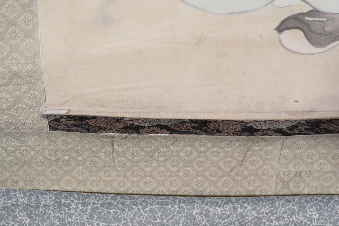 Japanese Antique Scroll - Signed Kakejiku Hermit Zen Painting With Peach Symbol