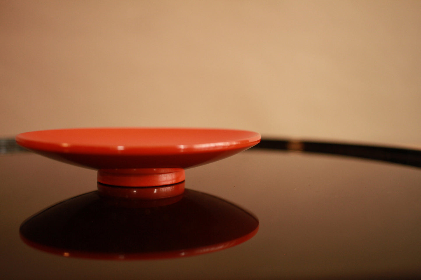 Red Makie lacquer wooden sake cup with gold a picture of peony, Japanese Antique wooden "sakazuki" with wooden box 0.8×4.3in