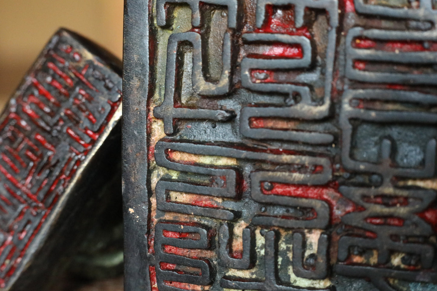 FINE! Chinese antique seal nesting stamp made of bronze, Deer family design beautiful animal ornament 1800s H4.9×2.4×2.4in