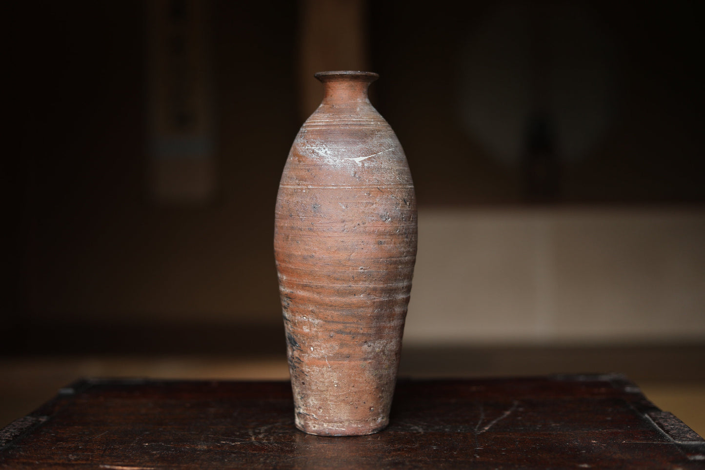 RARE! Japanese Antique BIZEN 1700s jar Ryukyu porcelain vase is name "devil's arm" ceramic hand craft H9.8in/H25cm