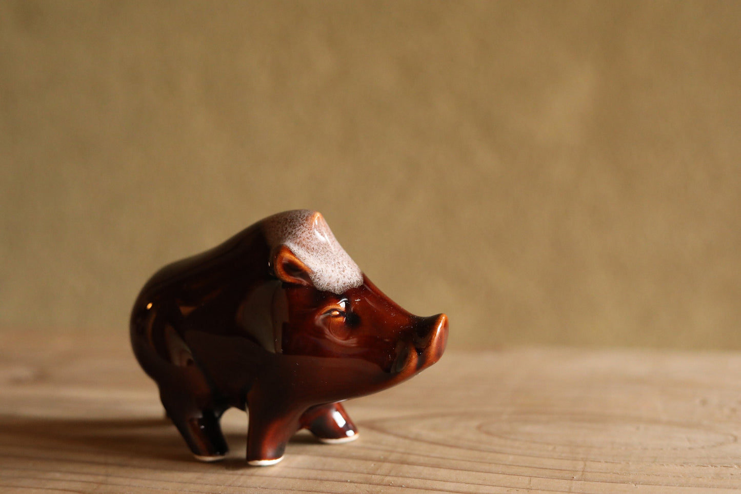 Japanese vintage animal doll wild boars family made of pottery ornament Japanese antique animal H5.3×W9.8×D3in