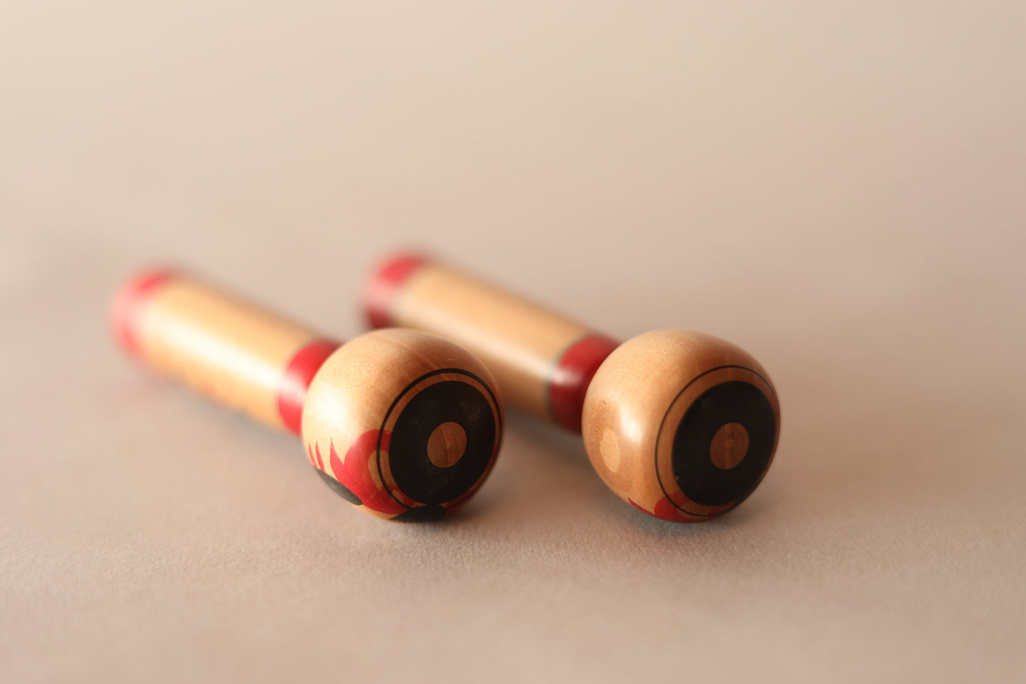 KOKESHI Japanese vintage pair of Tuchiyu kokeshi doll with flower signature, Traditional Kokeshi/Dento Kokeshi/wooden small doll H4.2×1.3in
